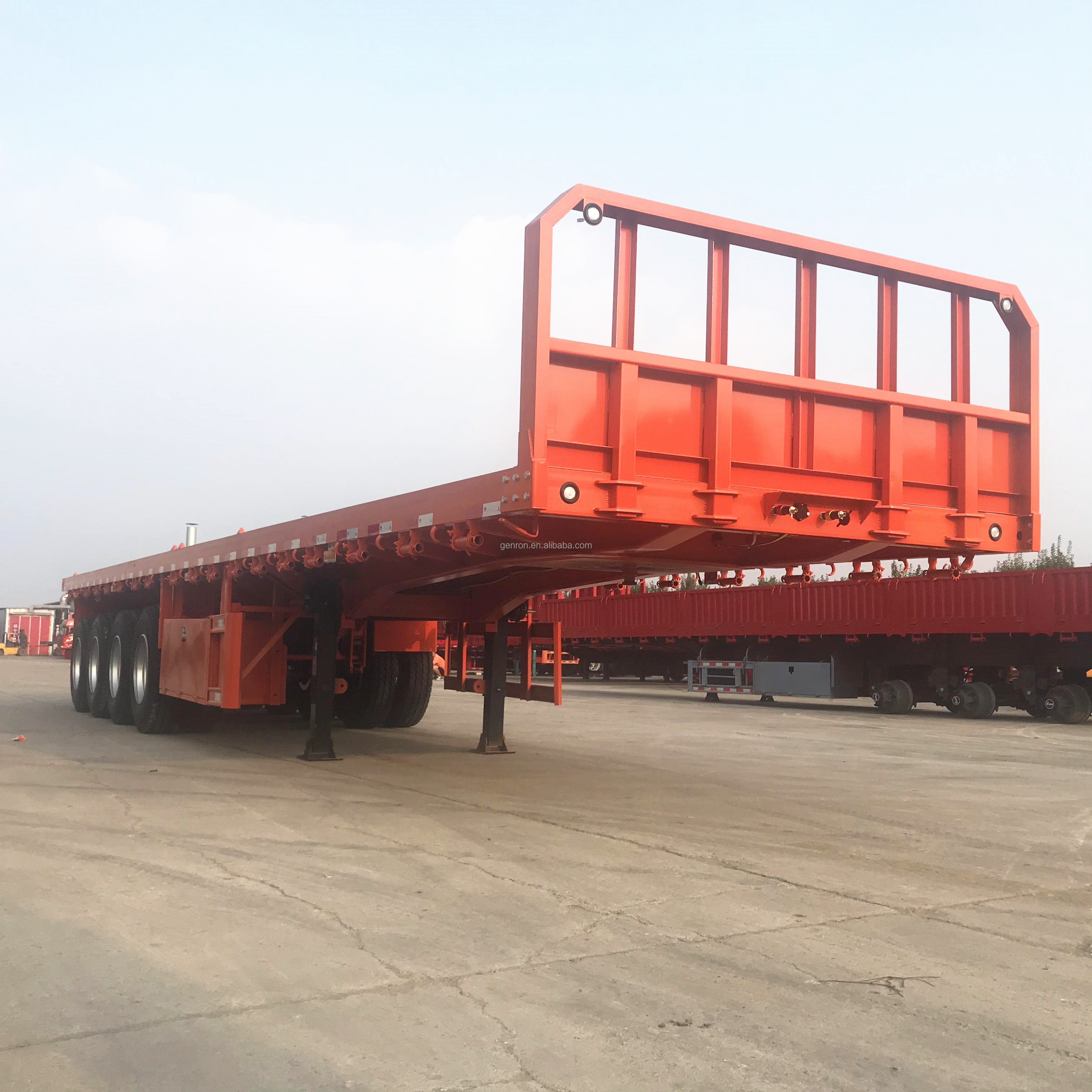 Good condition 3/4 axles flatbed semi trailer  container delivery trailer for sale