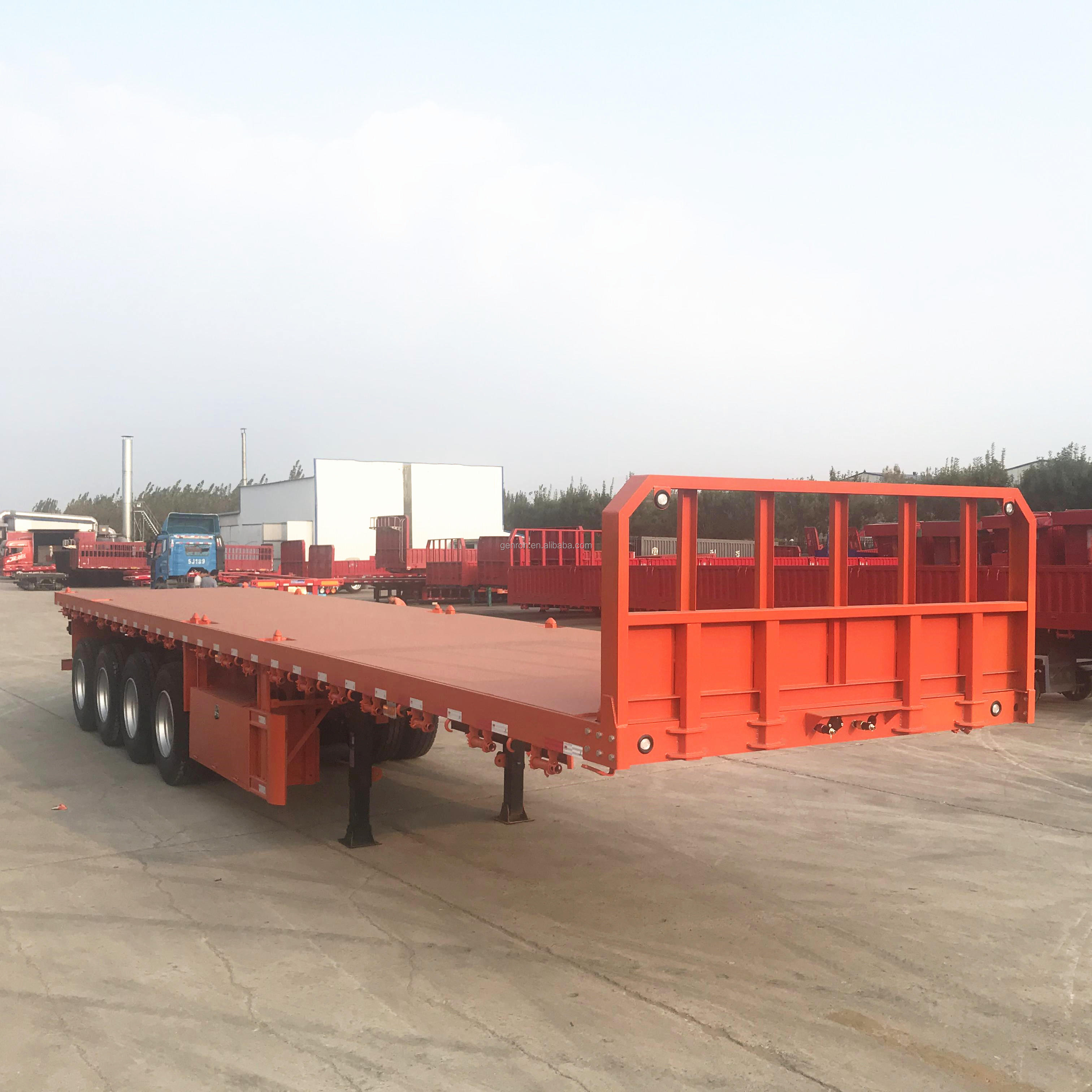 Good condition 3/4 axles flatbed semi trailer  container delivery trailer for sale