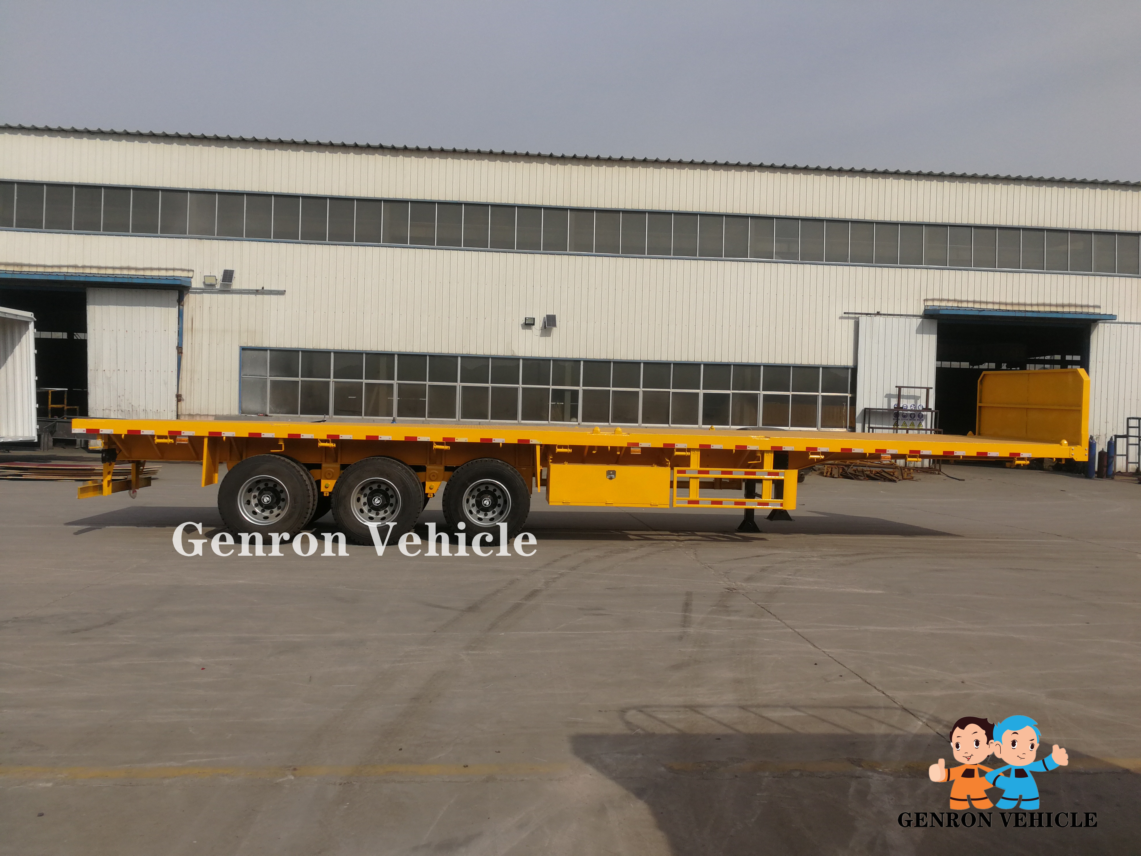 Good condition 3/4 axles flatbed semi trailer  container delivery trailer for sale