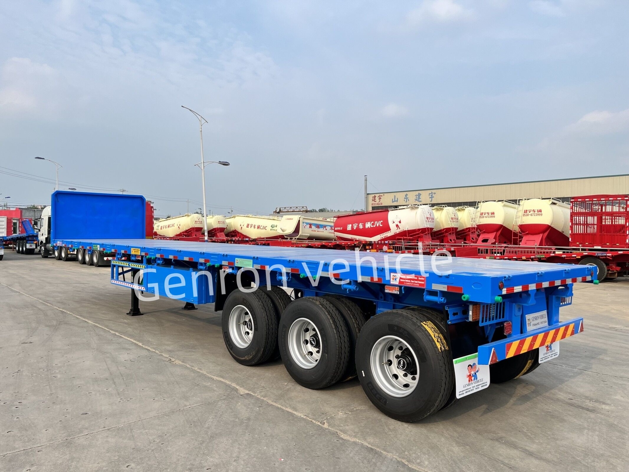 3/4 axles flatbed semi trailer container delivery trailer for sale