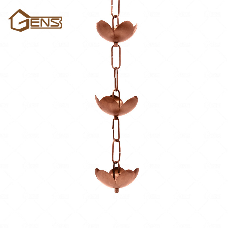 Monarch Pure Copper Lotus watering chain and rain chain for gutter system