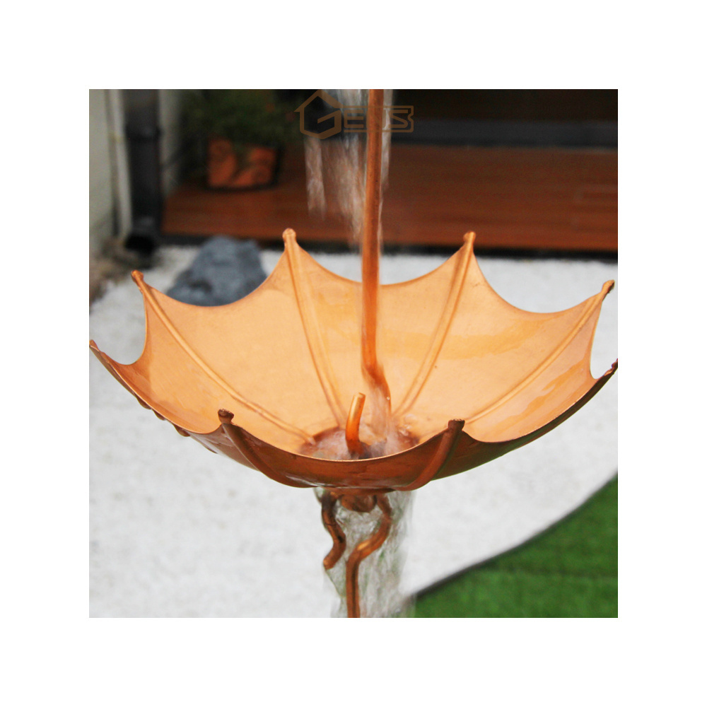 Garden House Ornament Setting Empty Cup Copper Umbrella Rain Chain