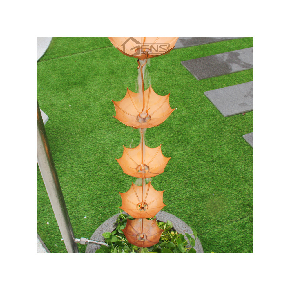 Garden House Ornament Setting Empty Cup Copper Umbrella Rain Chain