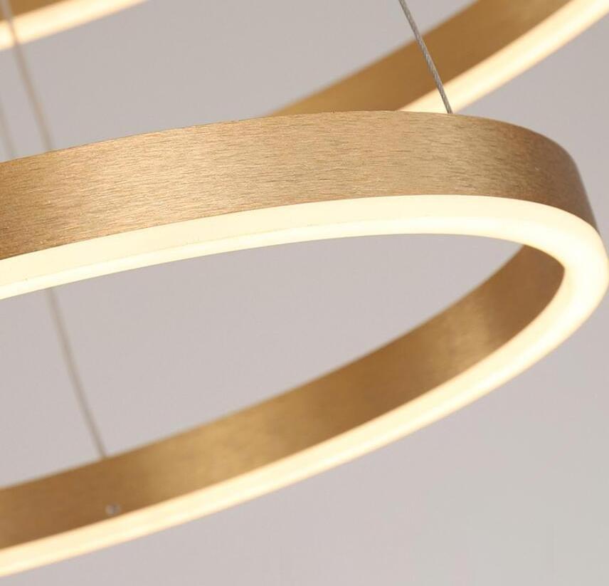 Simple Hanging Bedroom Decorative Circle Rings Ceiling Pendant Lights Gold Modern Living Dining Room Kitchen Lighting Fixture