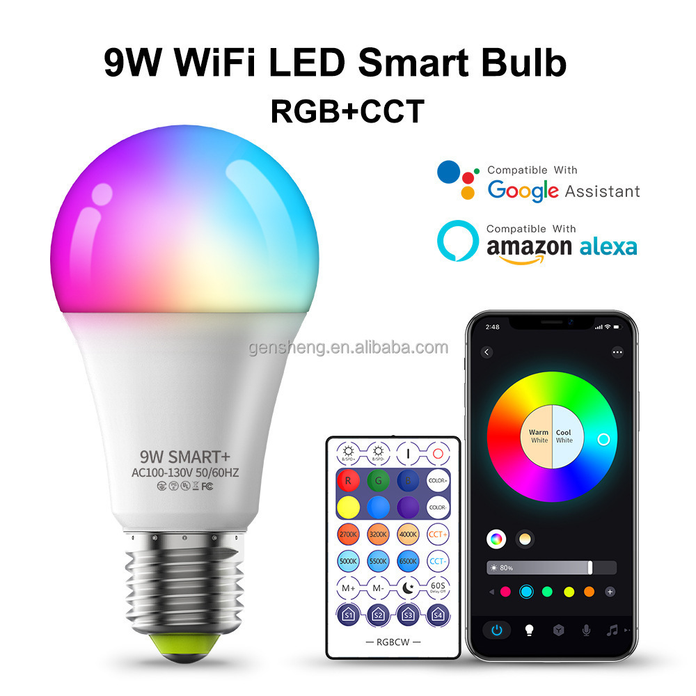 Lighting Color 7w 9w Music E14 B22 E26 E27 Rgb Tuya Smart Wifi Bulb Led Light Bulb Lamp Smart Bulb With wireless Wifi