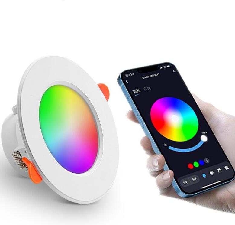 WiFi Smart LED Downlight Dimming Round Spot Light 7W RGB Color Changing 2700K-6500K Warm Cool light Work with Alexa Google Home