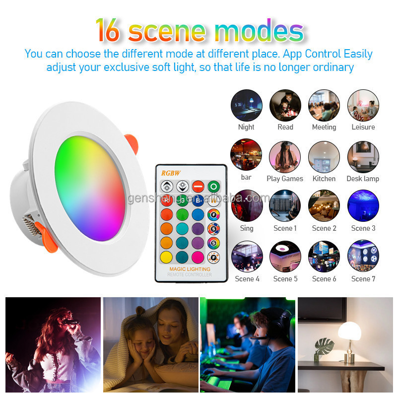 WiFi Smart LED Downlight Dimming Round Spot Light 7W RGB Color Changing 2700K-6500K Warm Cool light Work with Alexa Google Home