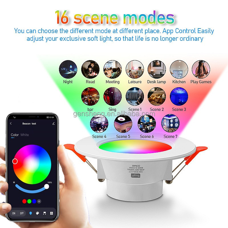 WiFi Smart LED Downlight Dimming Round Spot Light 7W RGB Color Changing 2700K-6500K Warm Cool light Work with Alexa Google Home