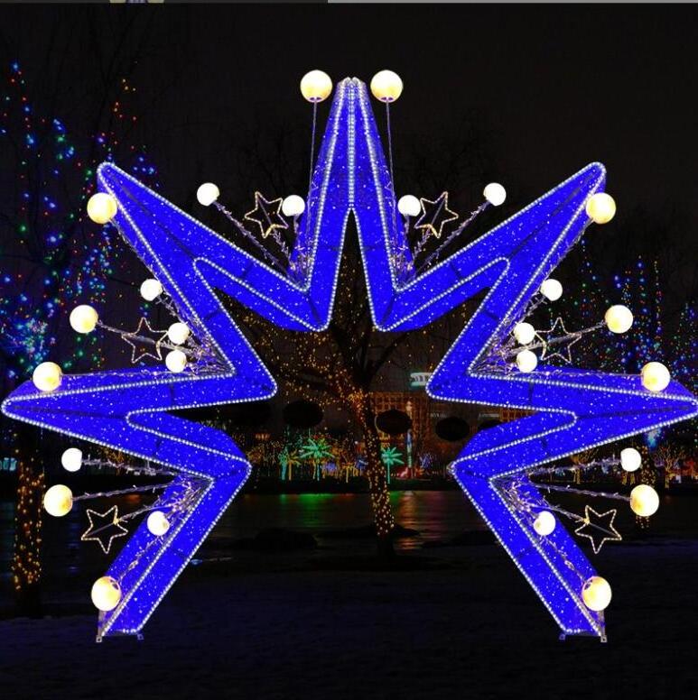 Giant commercial Christmas decorations outdoor 3D star motif Christmas lighted displays