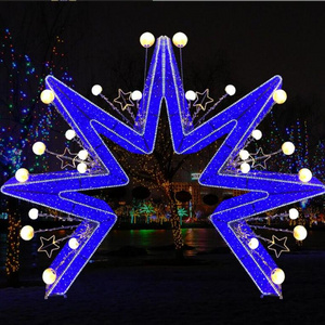 Giant commercial Christmas decorations outdoor 3D star motif Christmas lighted displays