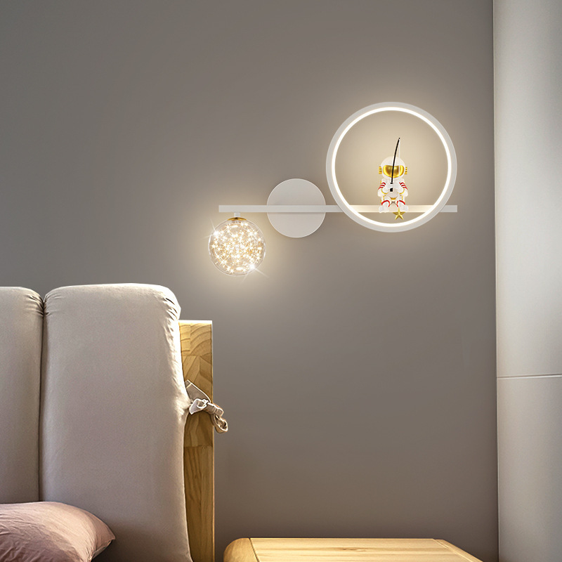 Children's room wall light boys and girls bedroom creative full star bedside decorative moon room backdrop wall light