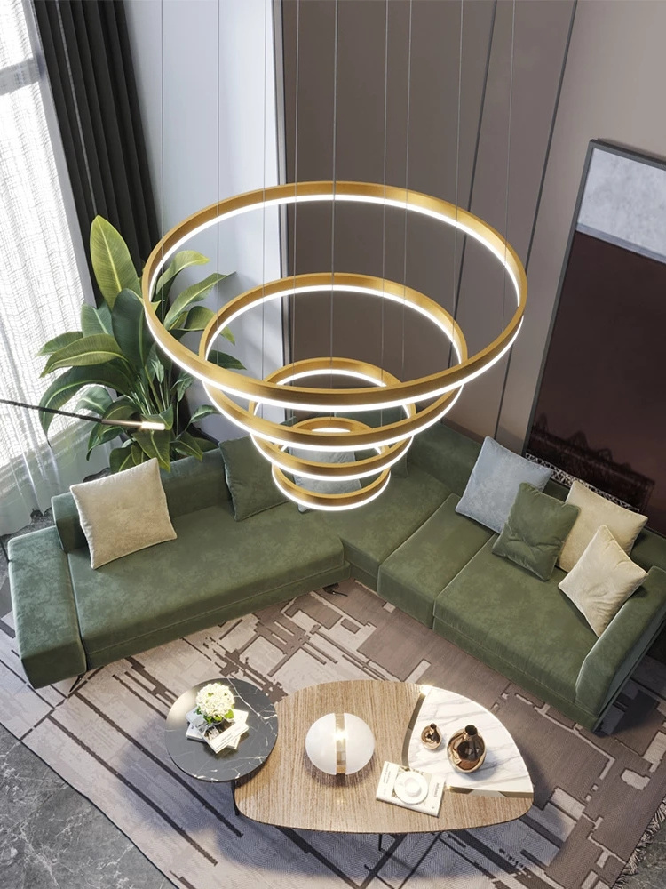 Simple Hanging Bedroom Decorative Circle Rings Ceiling Pendant Lights Gold Modern Living Dining Room Kitchen Lighting Fixture