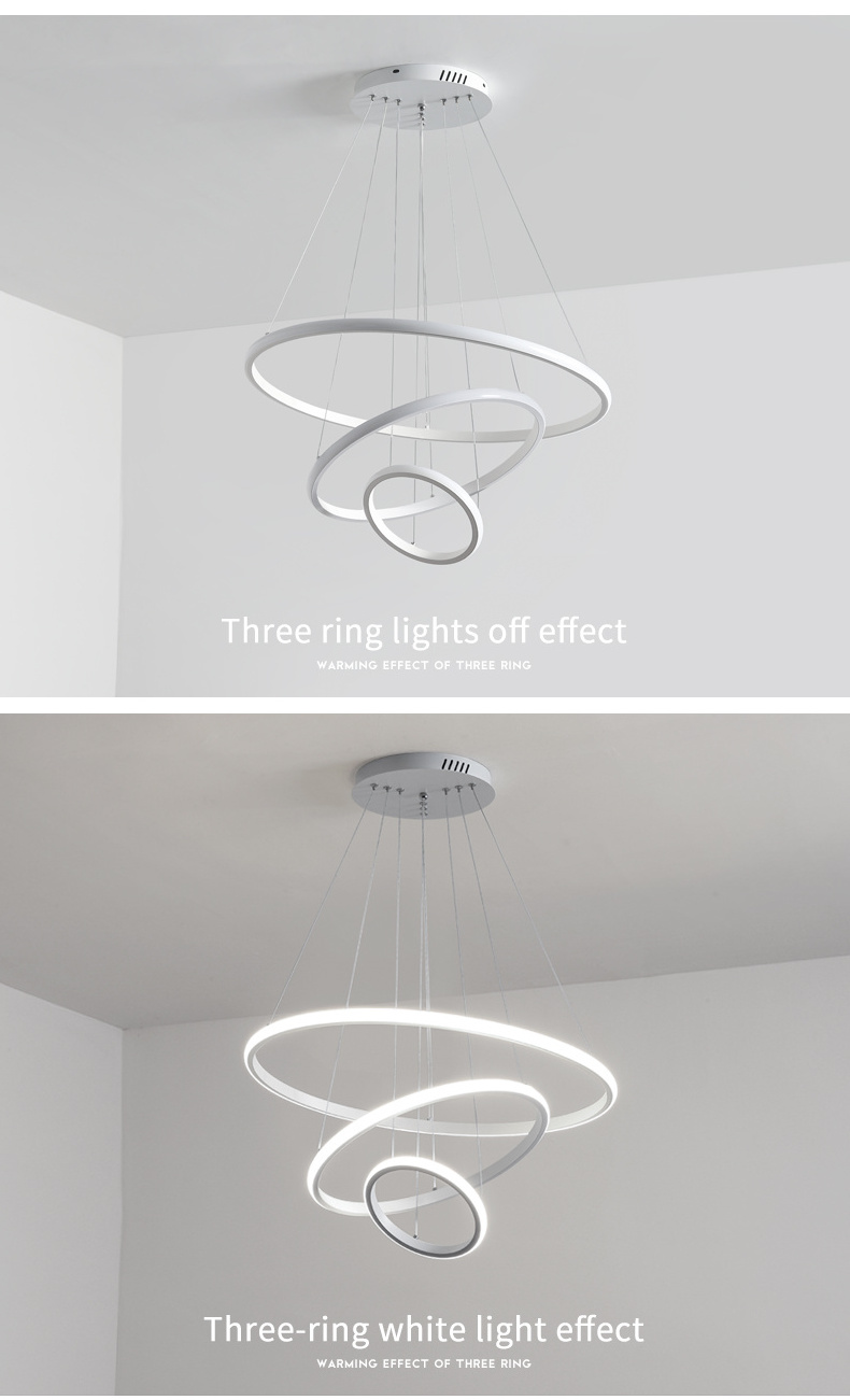 Modern Simple Upscale Ring Chandelier Luxury Aluminium Drop Light Hanging Lamps Ring For High Ceiling Staircase Entryway