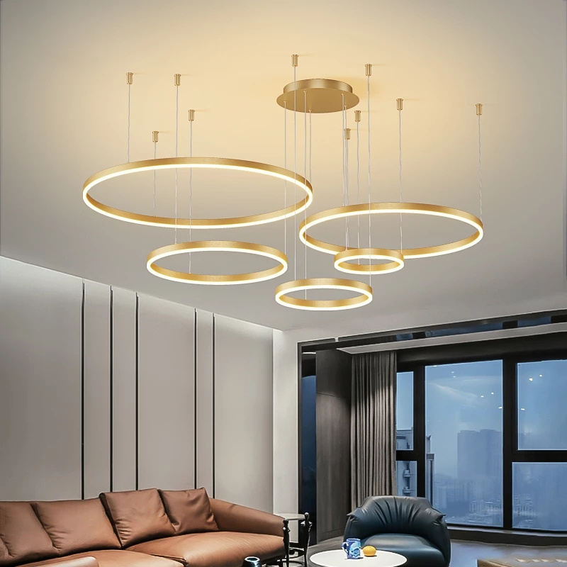 Modern Circle Round Ring Led Black Pendant Light Loft Living Room Dining Room Kitchen Bar Lighting Fixture Dia 28/40/50cm