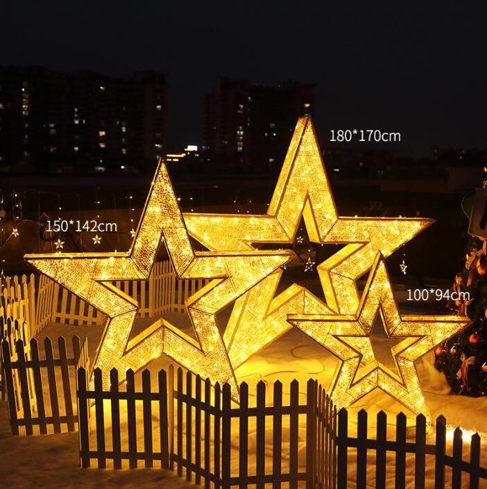 Giant commercial Christmas decorations outdoor 3D star motif Christmas lighted displays