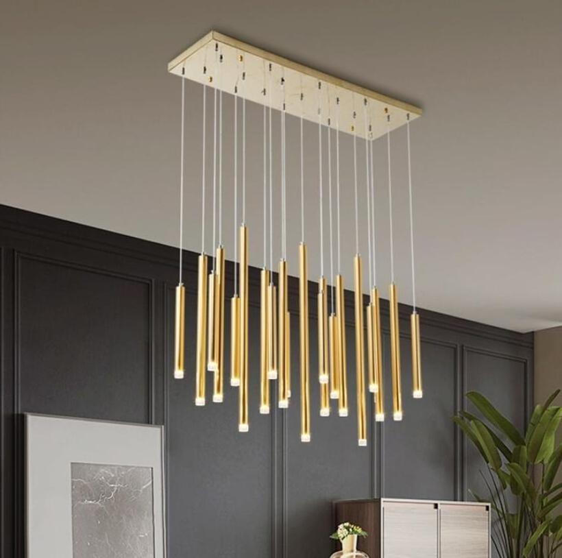 Gold Luxury Led Dining Lamp Modern Chandeliers Pendant Lights Ceiling Light Fixture For Living Room Hotel Decor Hanging Lamps