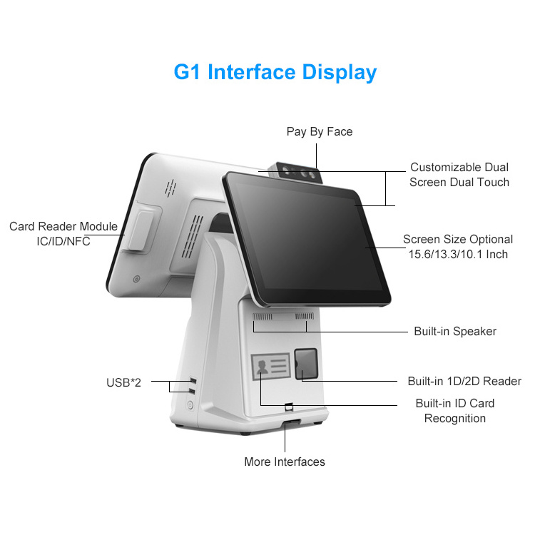 All in one pos 15.6 inch touch screen Android POS machine with printer terminal