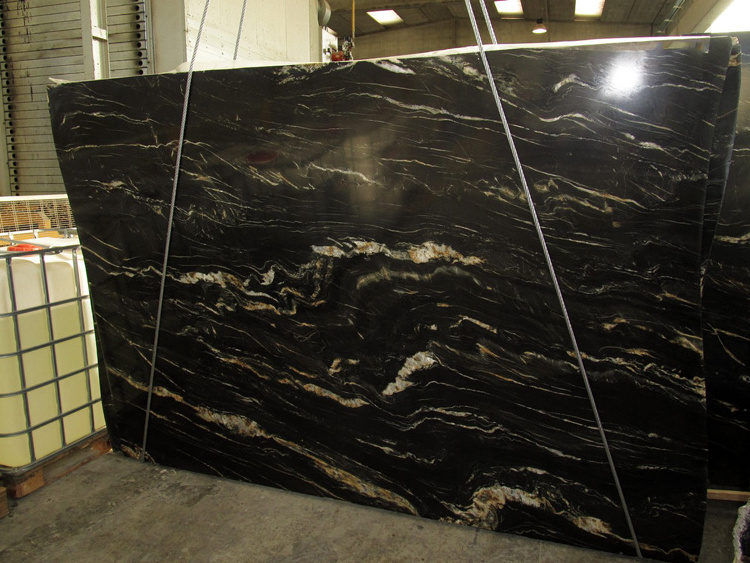 Natural Good Price Customized Angola Belvedere Black Granite Tile Slab For Sale