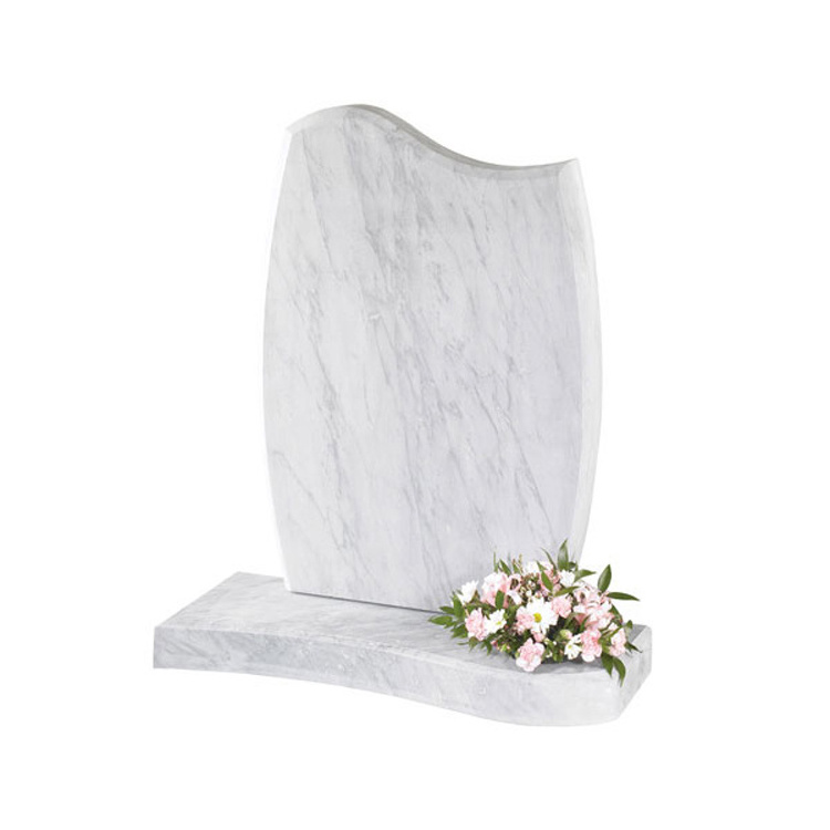 Upright Natural White Marble Headstones Gravestones