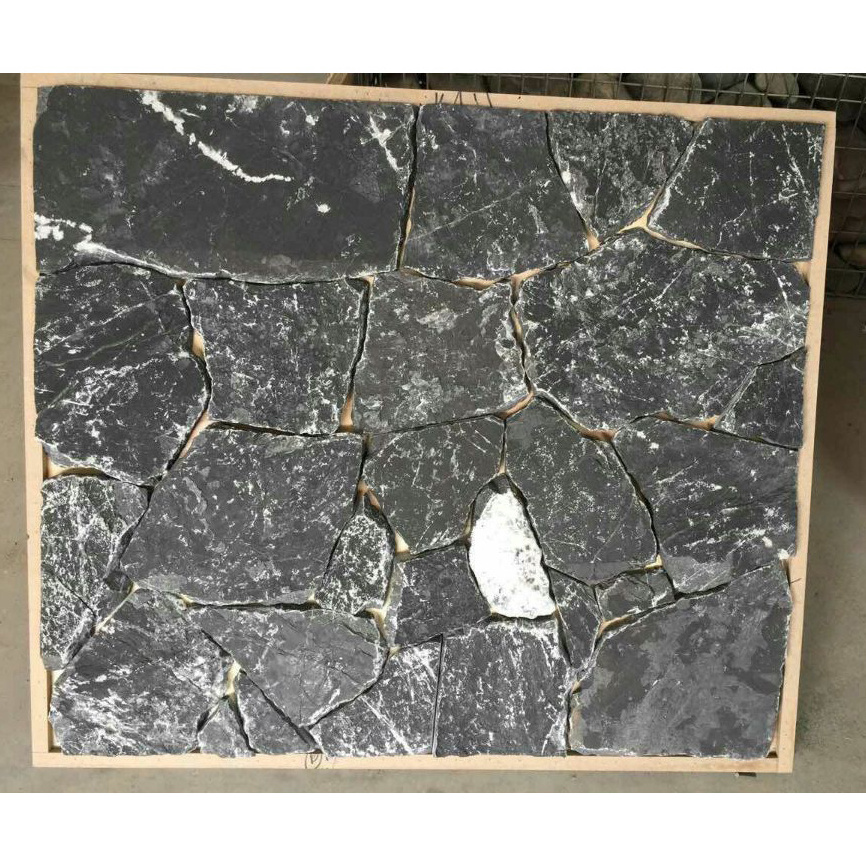 Natural Black Grey Stone Slate Square Wall Panel Sheet Tile