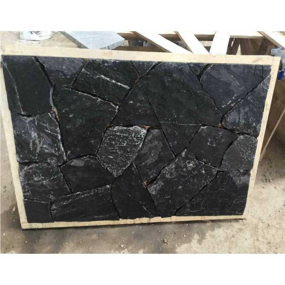 Natural Black Grey Stone Slate Square Wall Panel Sheet Tile