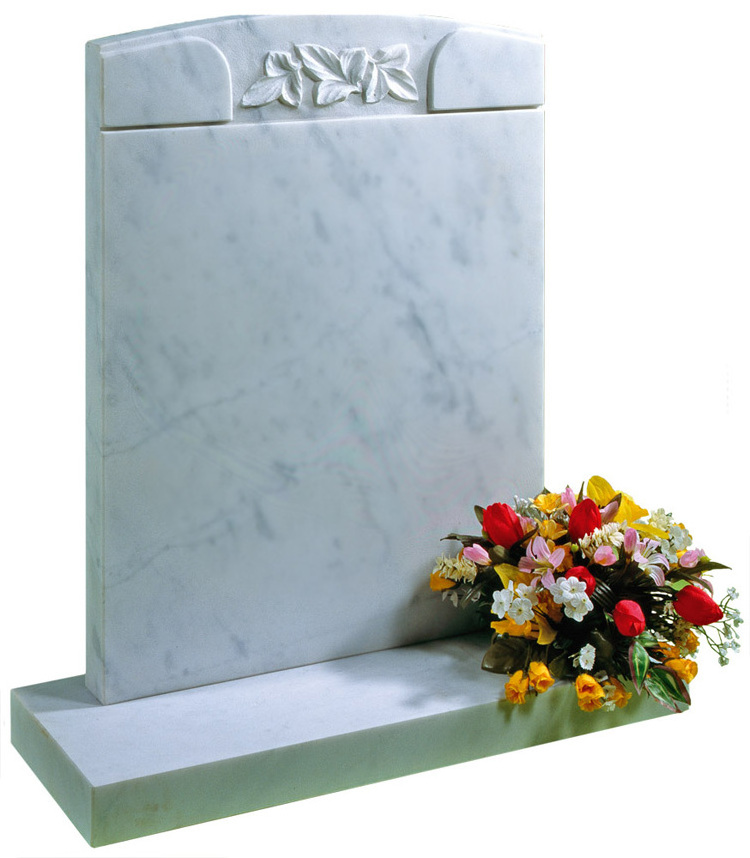 Upright Natural White Marble Headstones Gravestones