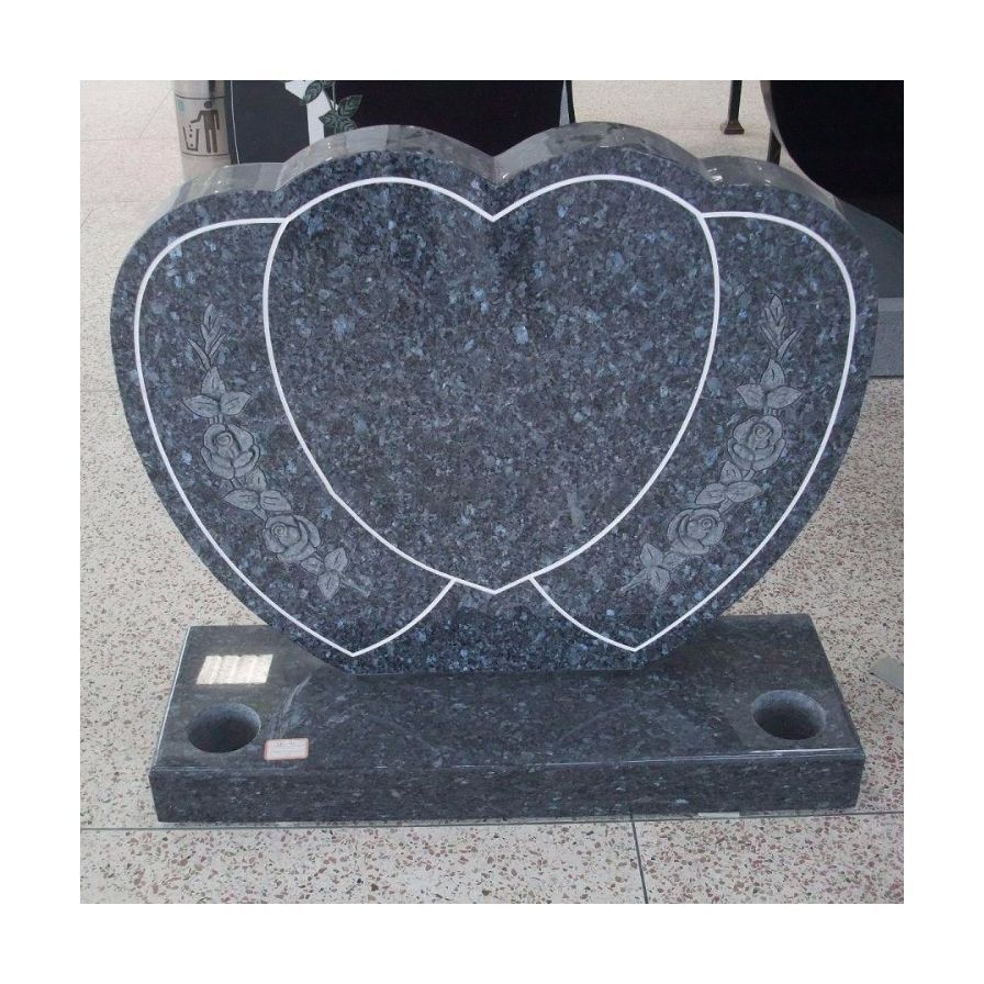 Granite Memorial Plaque Double Heart Shape Tombstone Headstone