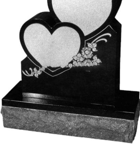 Granite Memorial Plaque Double Heart Shape Tombstone Headstone