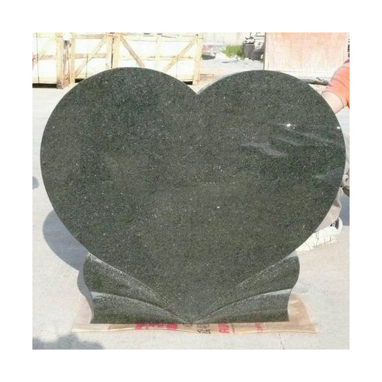 Heart Memorial Black Natural Granite Tombstone Angel Monument Shape Headstone