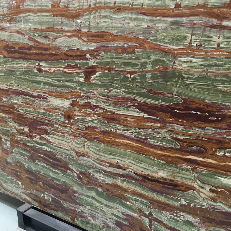 Natural Wall Panel Decoration Polished Green Bamboo Onyx Slab