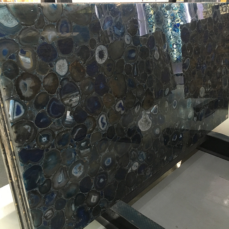 Wall Panel  Customized Size Natural Blue Agate Onyx Slab