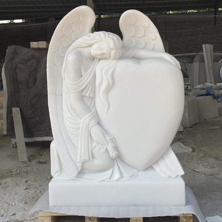 White Marble  Tombstone Angel Engrave Headstone