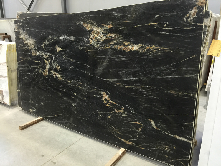 Natural Good Price Customized Angola Belvedere Black Granite Tile Slab For Sale