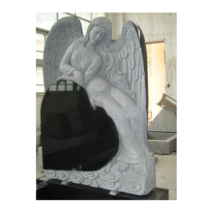 Cheap Price Western Design Wholesale Hot Weeping Angel Black Granite Monuments Headstone