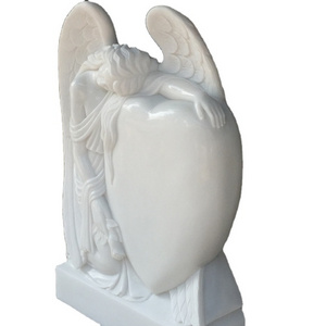 White Marble  Tombstone Angel Engrave Headstone