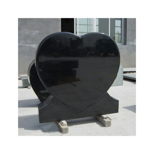 Heart Memorial Black Natural Granite Tombstone Angel Monument Shape Headstone