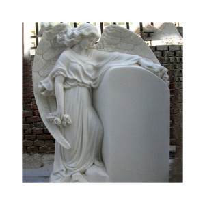 Natural Stone White Tombstone Figure Carve Virgin Mary Granite Marble Headstone