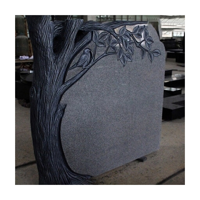 Hot Sale Western Design Natural G633 Polished Tree Carving Cemetery Tombstone Headstone