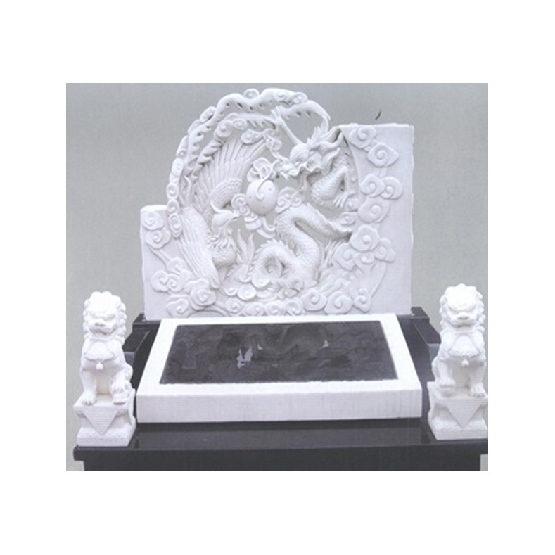 Natural Stone White Tombstone Figure Carve Virgin Mary Granite Marble Headstone