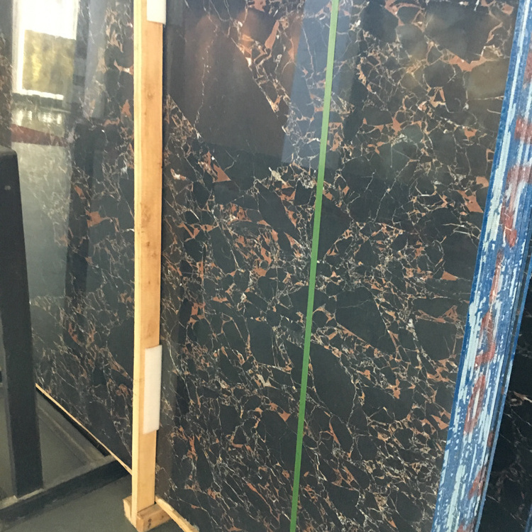 Good Design Sale Best Price Polished Floor Slab Black Nero Portoro Gold Marble Tile