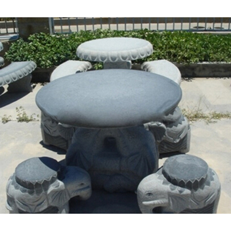 Natural Outdoor Dining Set  Granite Grey Stone Table Chair