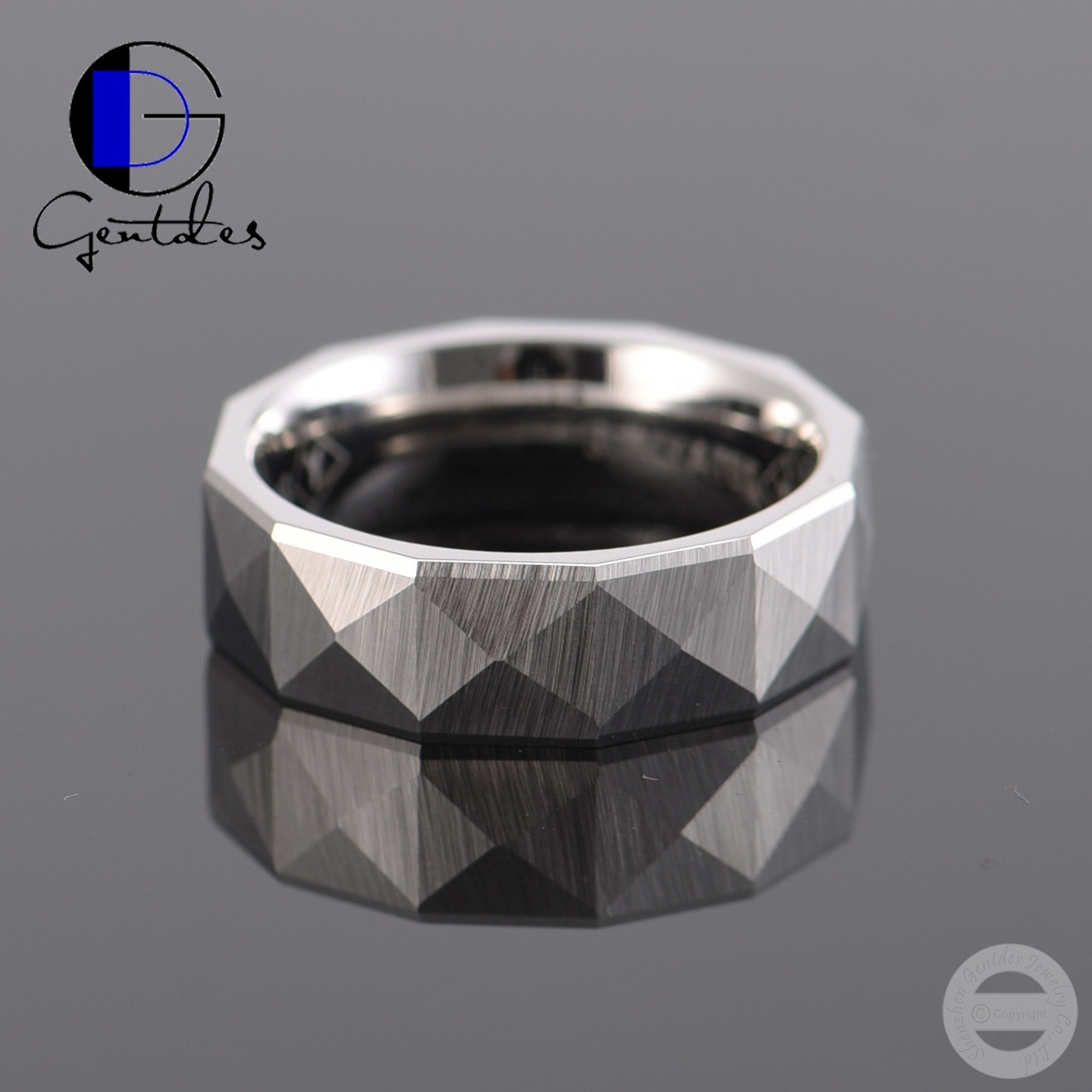 Gentdes Jewelry Carved Cobalt Ring Silver Color Men Wedding Ring