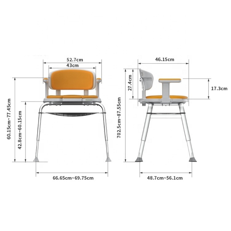 Elderly Bath Chair Height Adjustable Disabled Shower Seat Aluminum Folding Shower Chair For Elderly