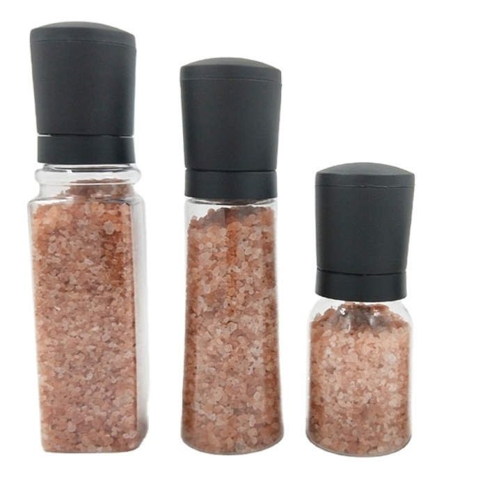 Clear PET spice bottles with black ABS Grinder caps(180ml 330ml)