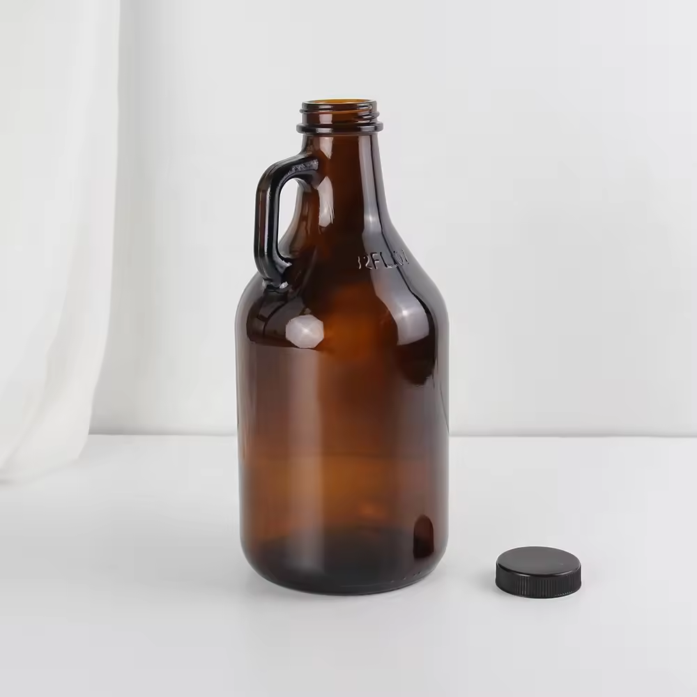 Amber Carboys Wine Bottle Half Gallon Jug Beer Glass Growler with Cap