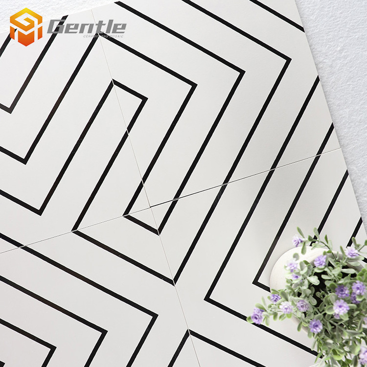 Bathroom decoration tile 20*20cm simple line pattern wall tile ceramic floor art tiles