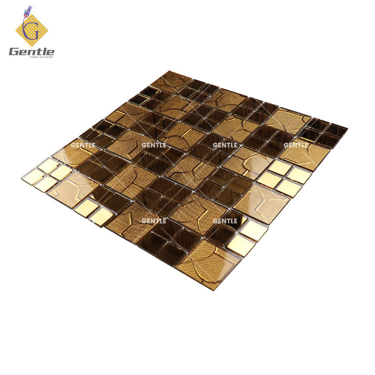 Golden glass mirror mosaic tiles mirror tiles sheets peel and stick mosaic kitchen tile backsplash