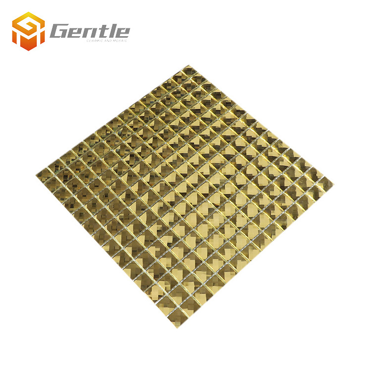 Factory direct mosaic golden pure color wall panel crystal glass mosaic wall panel