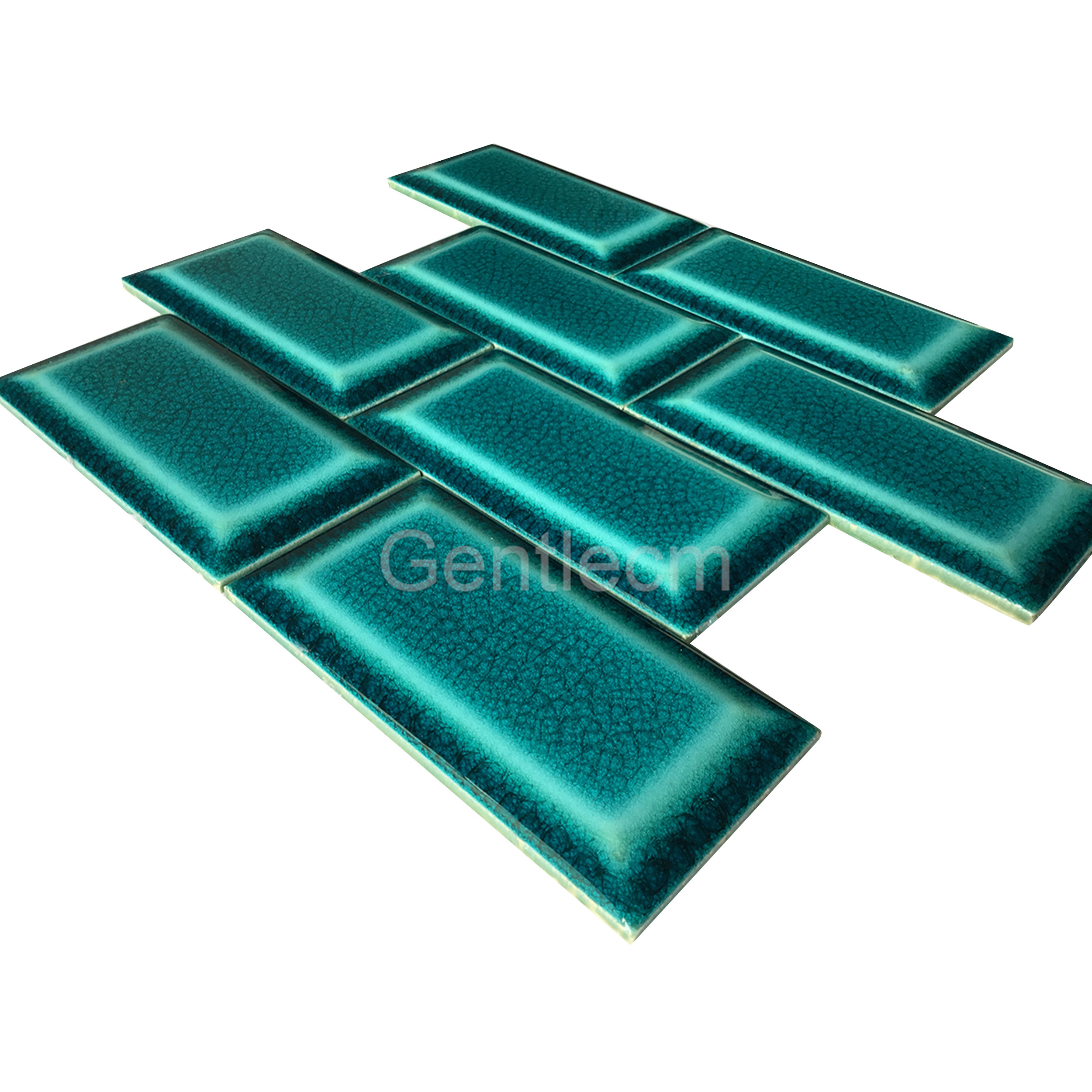 Construction tiles 150x75mm rectangle convex surface cracked glazed  wall tiles  custom made ceramic art tile