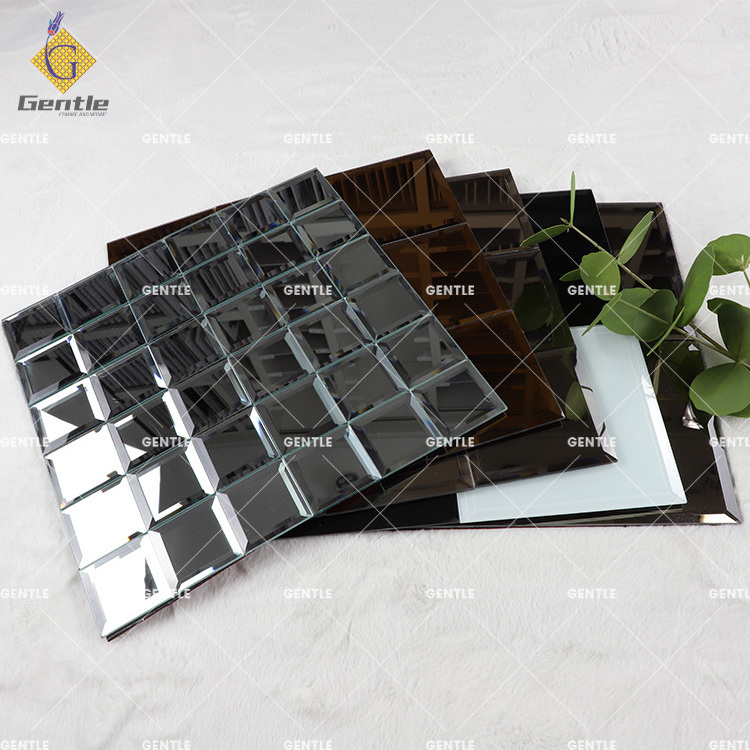 Bar backsplash silvery square mirror glass mosaic tile self adhesive KTV backsplash stickers